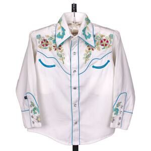 Panhandle Slim Embroidered Western Shirt Floral Pearl Snap Ranch Wear